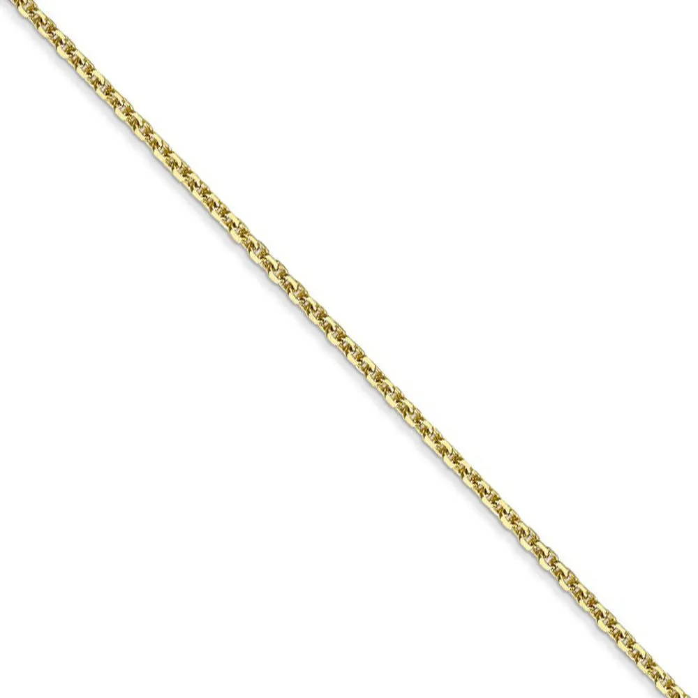 1.3mm, 10k Yellow Gold, Diamond Cut Cable Chain Necklace