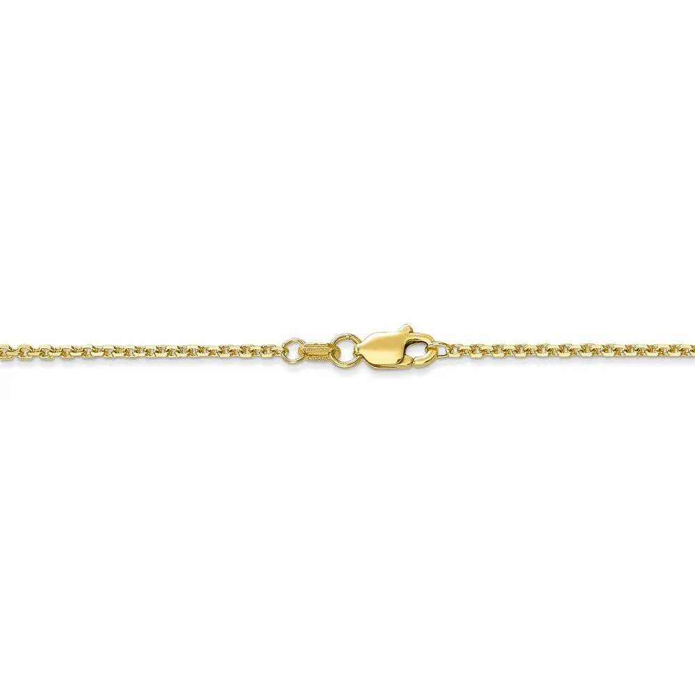 1.3mm, 10k Yellow Gold, Diamond Cut Cable Chain Necklace