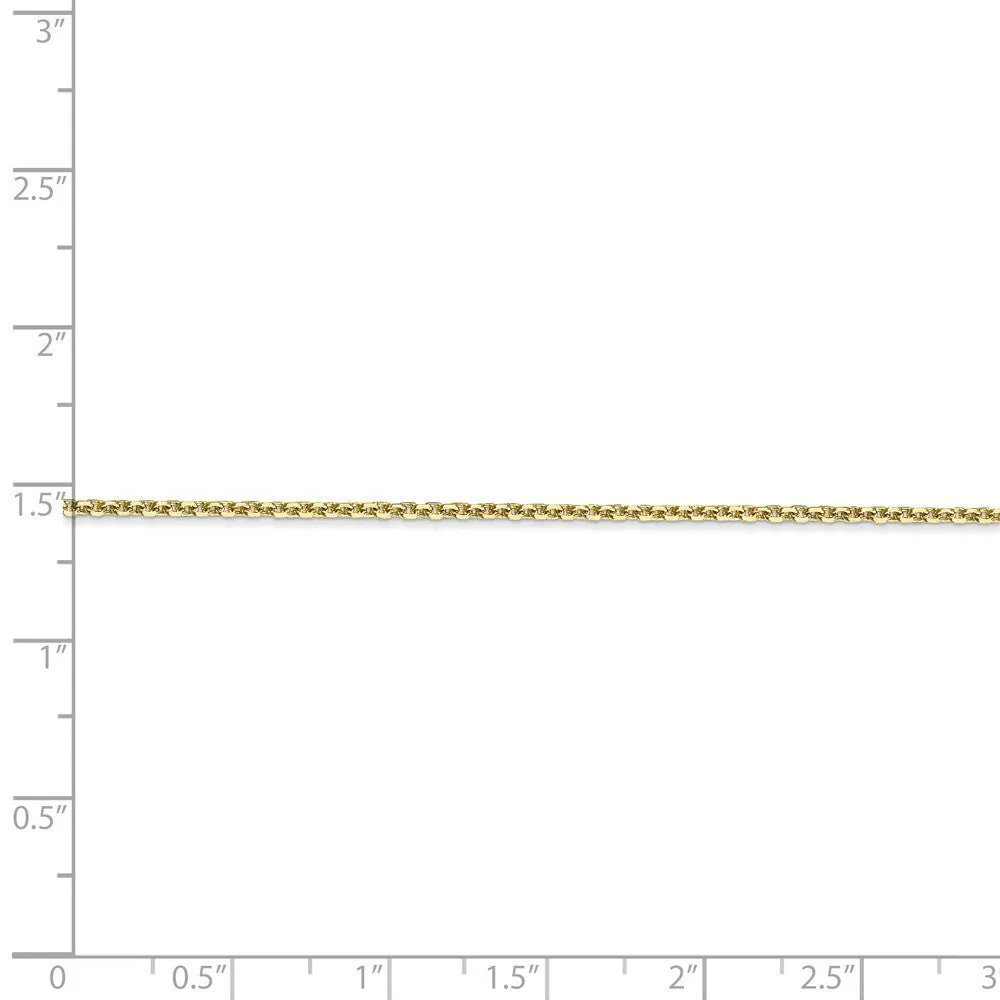 1.3mm, 10k Yellow Gold, Diamond Cut Cable Chain Necklace