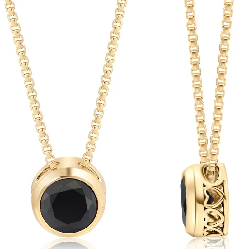 14K Gold Plated Black Cz Pendant Necklace