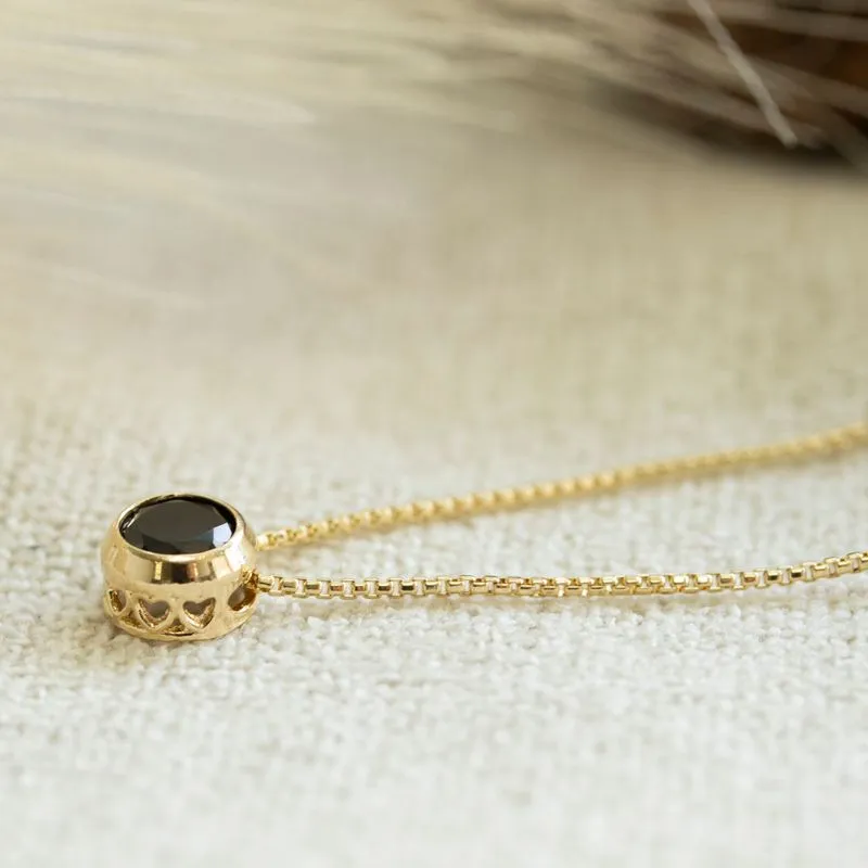 14K Gold Plated Black Cz Pendant Necklace