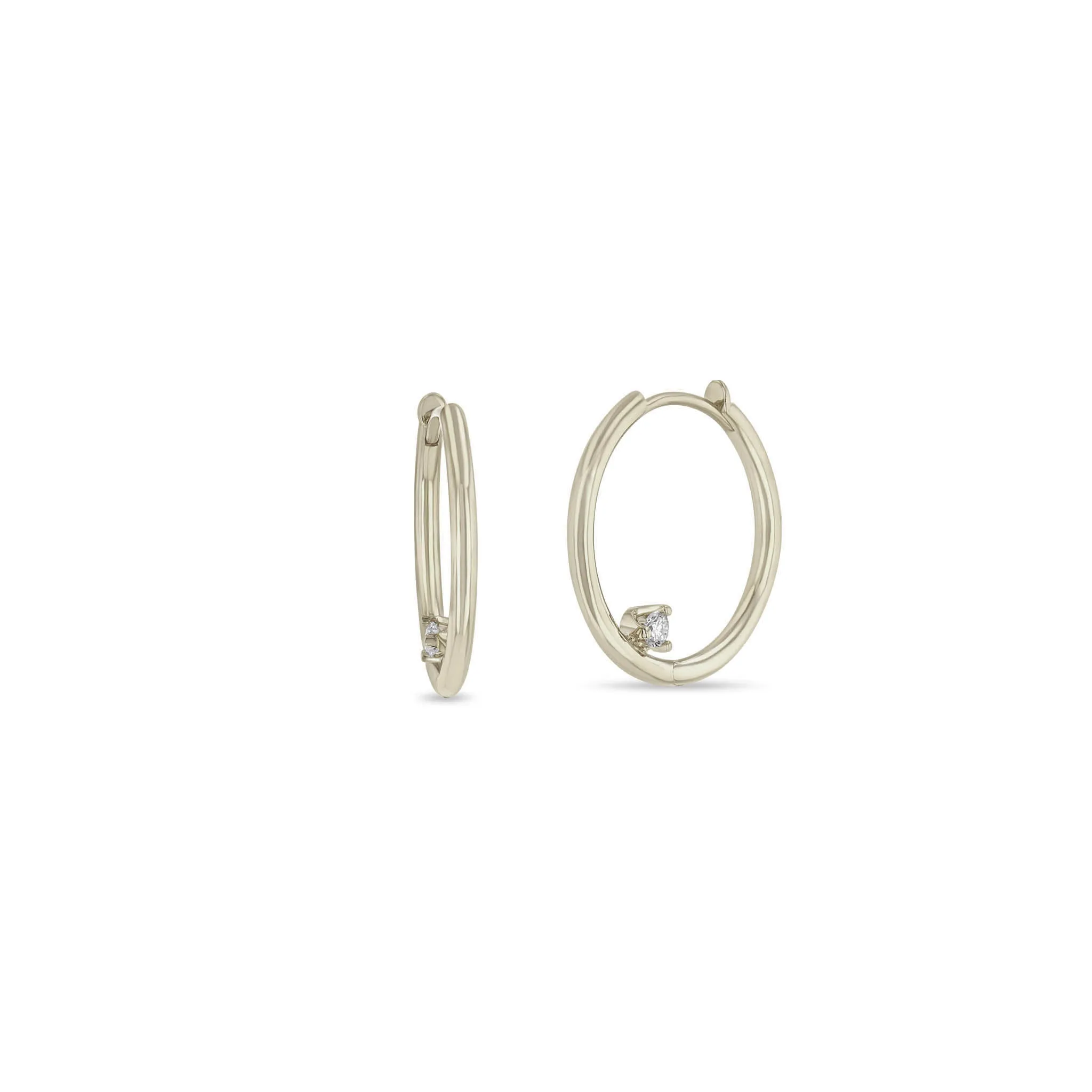 14k Nested Diamond Large Hinge Huggie Hoops