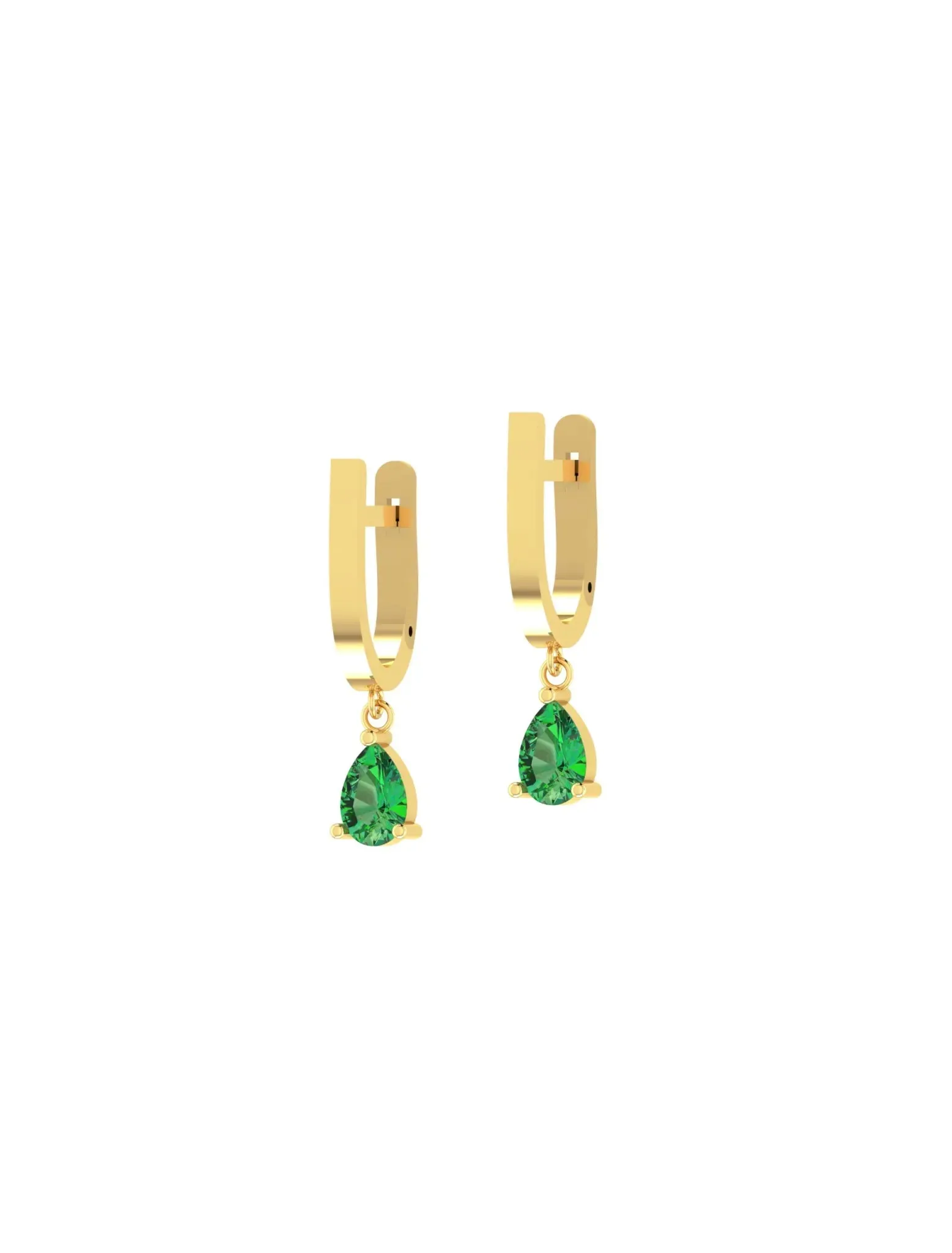 18K Gold Dangling Gem Hoop Earrings