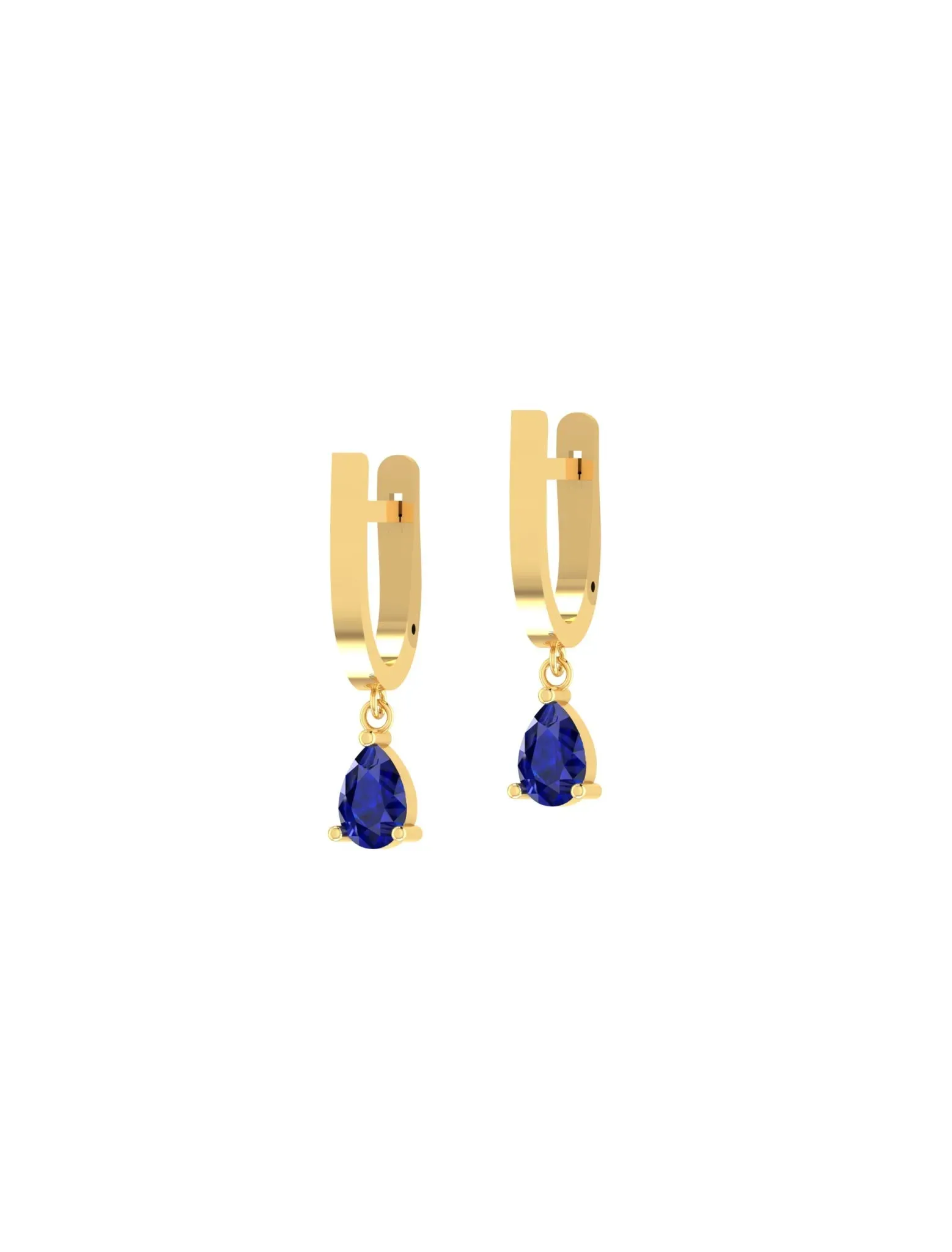 18K Gold Dangling Gem Hoop Earrings