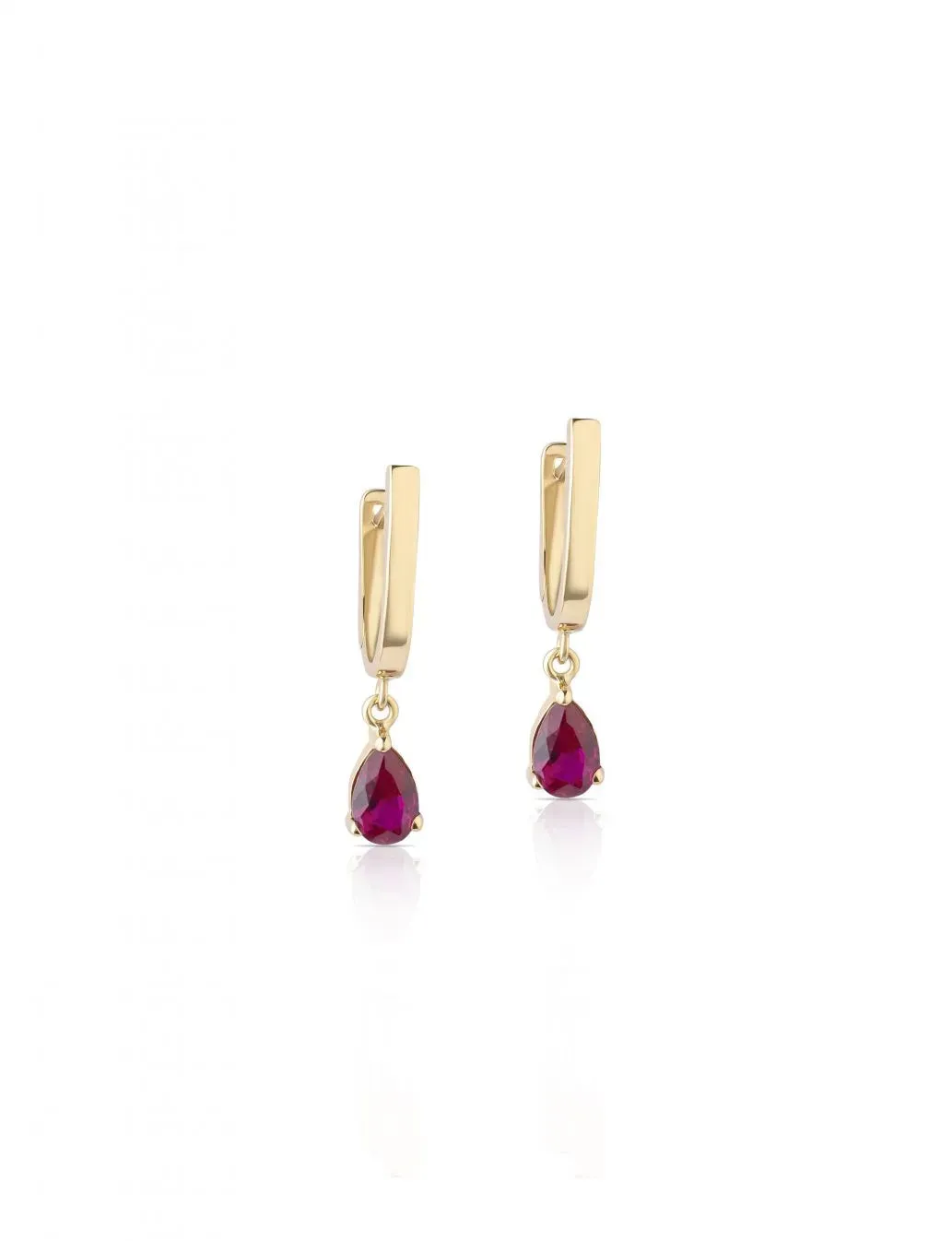 18K Gold Dangling Gem Hoop Earrings