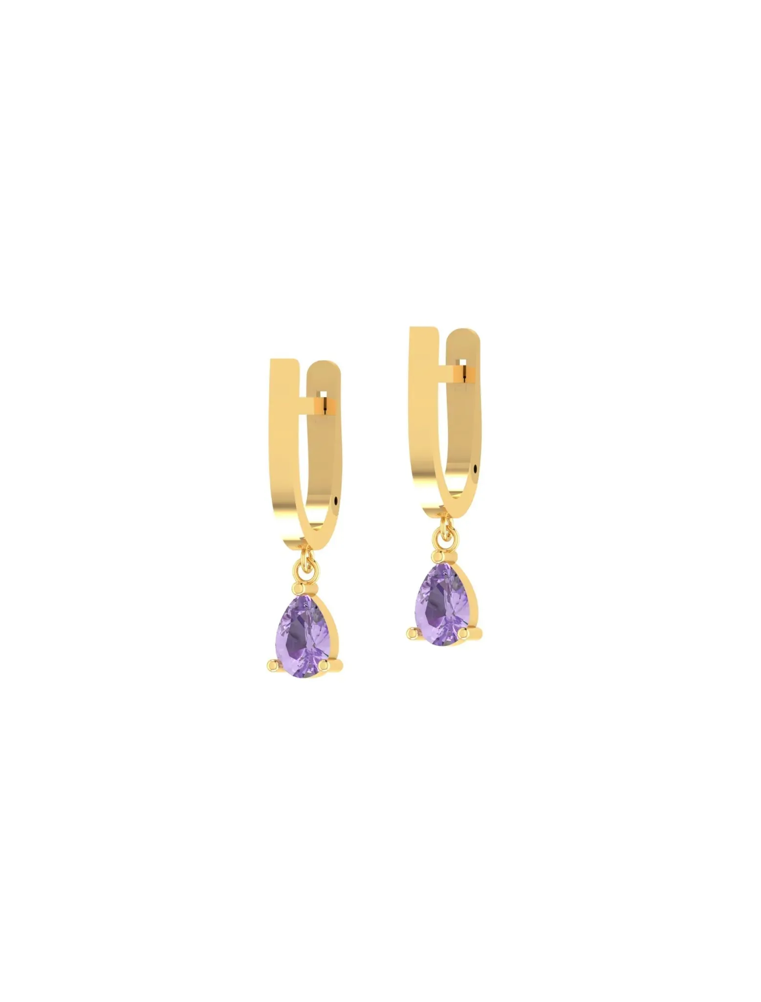 18K Gold Dangling Gem Hoop Earrings