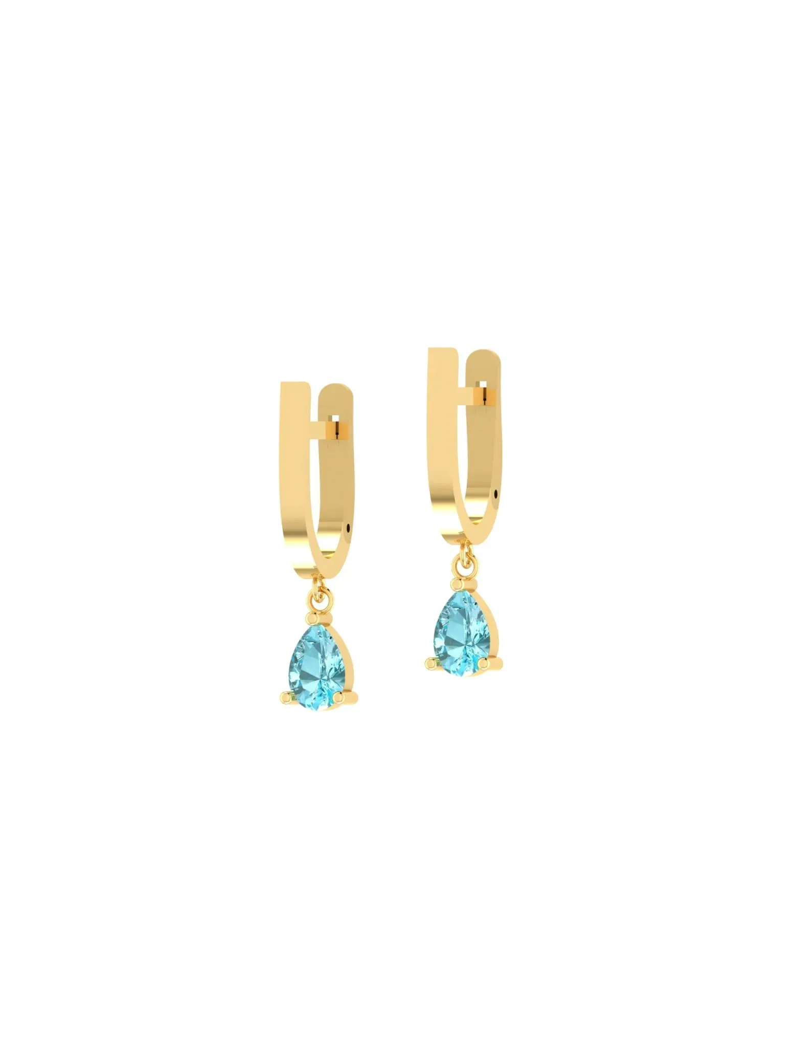 18K Gold Dangling Gem Hoop Earrings