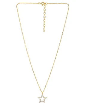 18kt Gold Plated CZ and Star Pendant with Chain for women