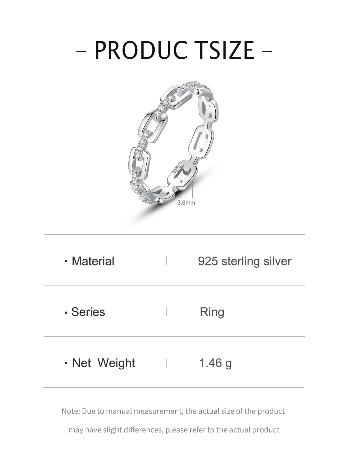 1pc Exquisite Silver Cubic Zirconia Decor Chain Design Wedding Band For Female For Party Decoration Jewelry Accessories For Women Bridal Wedding Fine Jewelry