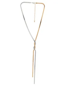 2 Toned Plated Lariat Necklace for women