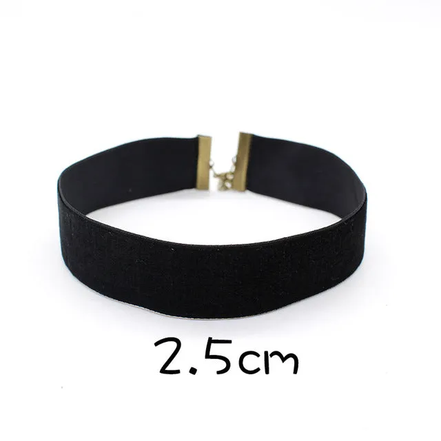 2017 Fashion Black Velvet Choker Necklace 90's plain Ribbon Gothic round Burlesque rope chain Statement Jewelry Retro for Women