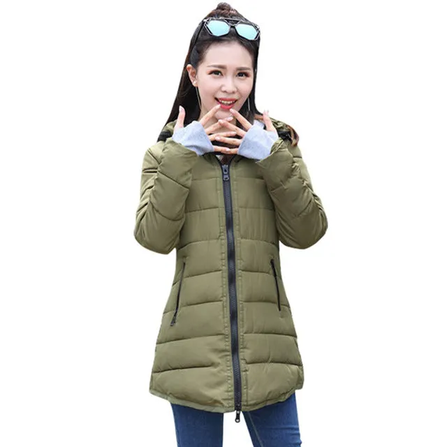 2018 women winter hooded warm coat plus size candy color cotton padded jacket female long parka womens wadded jaqueta feminina