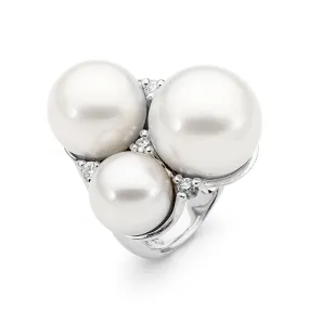 3 Pearls and Diamond Ring