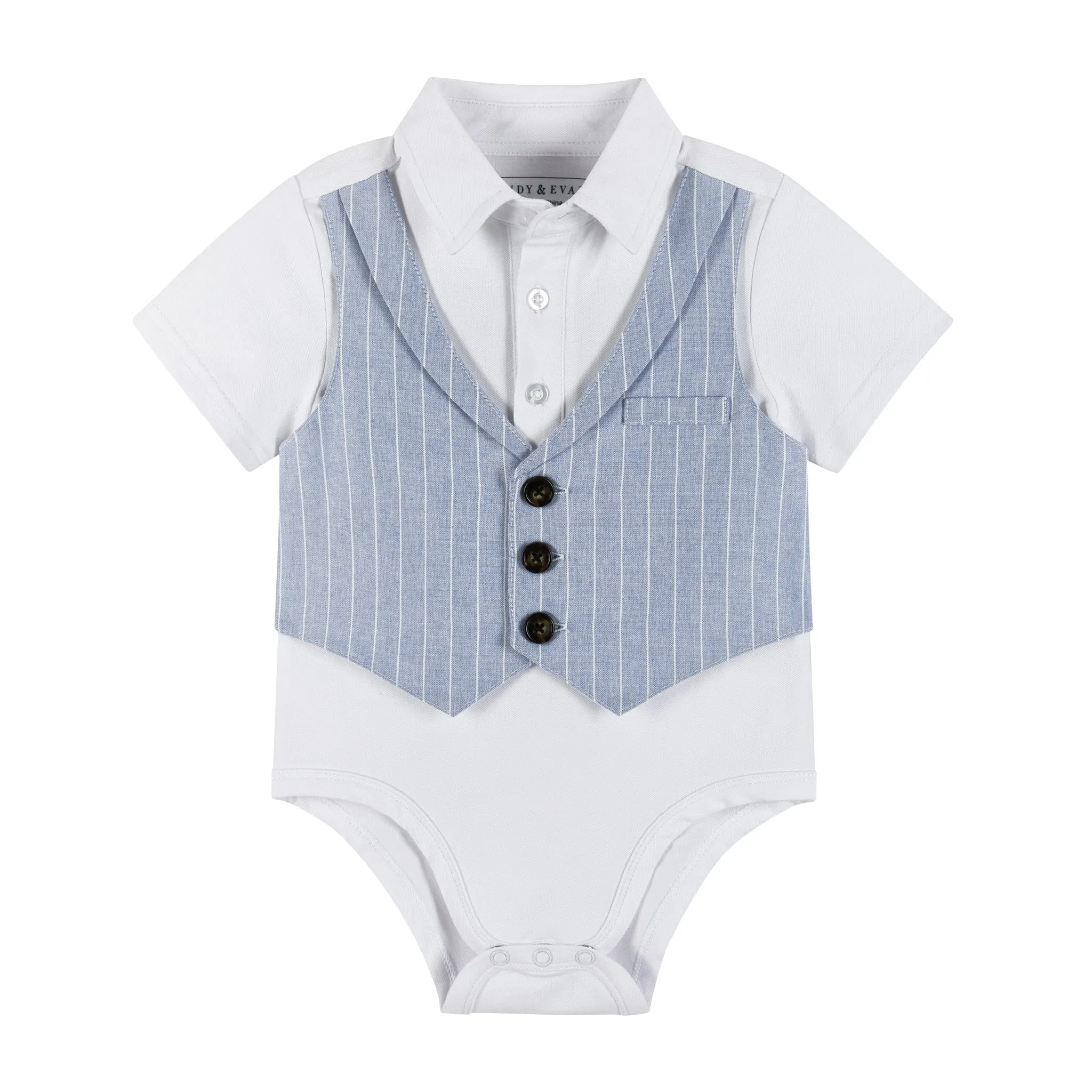 3-Piece Infant Shirtzie & Short Set | Blue Chambray