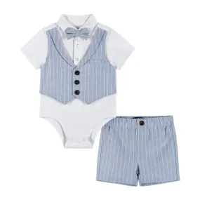 3-Piece Infant Shirtzie & Short Set | Blue Chambray