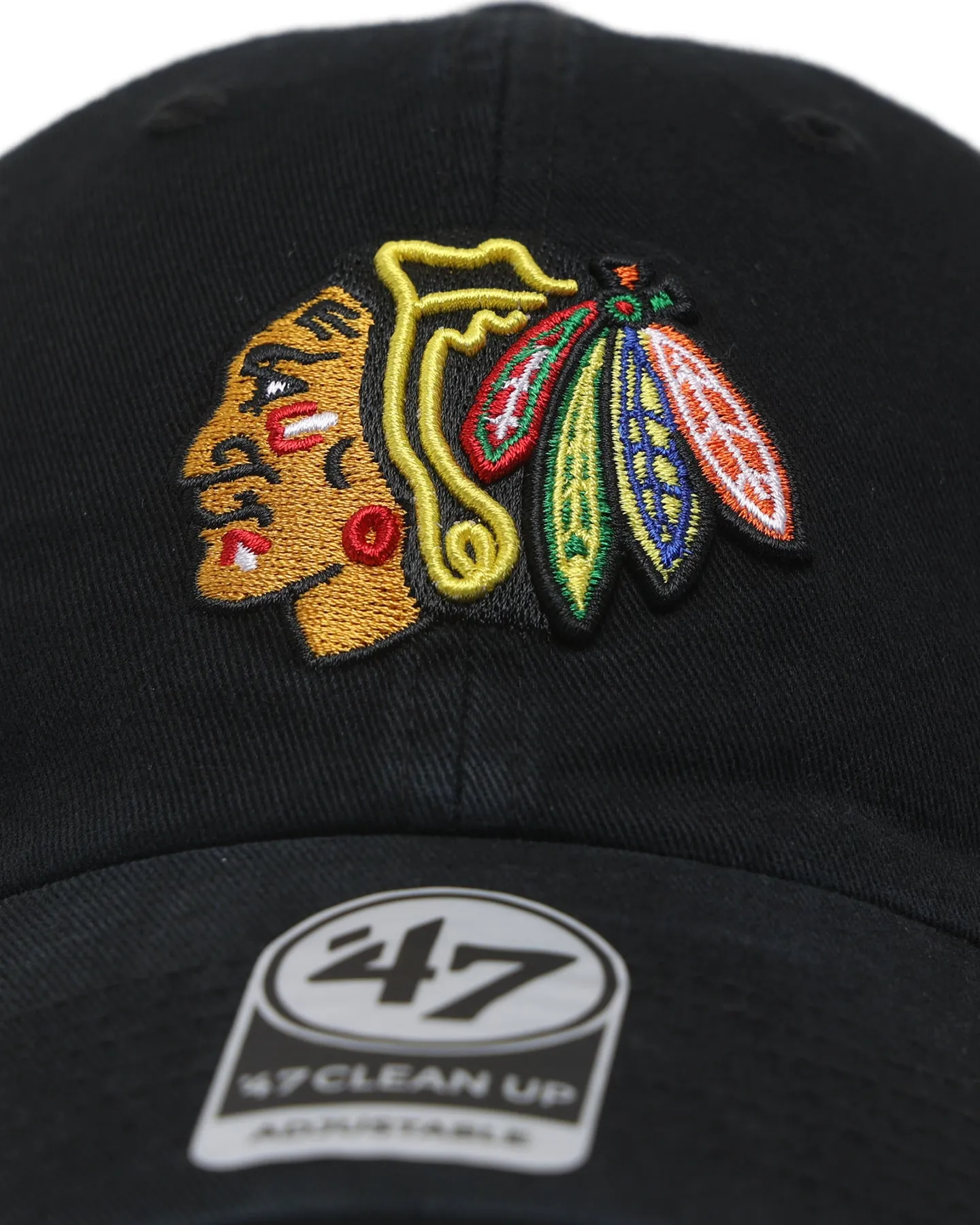 47 Brand Chicago Blackhawks Clean Up Strapback Black