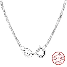 60 CM  ITALY WHEAT CHAIN 925 STERLING SILVER NECKLACE