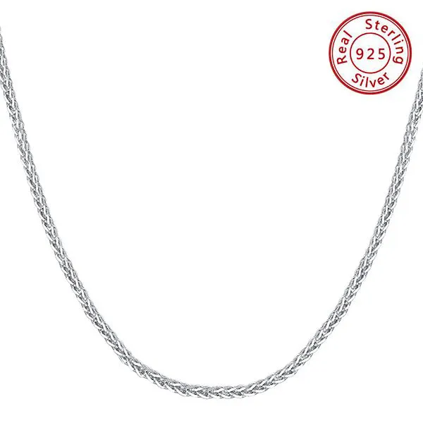 60 CM  ITALY WHEAT CHAIN 925 STERLING SILVER NECKLACE