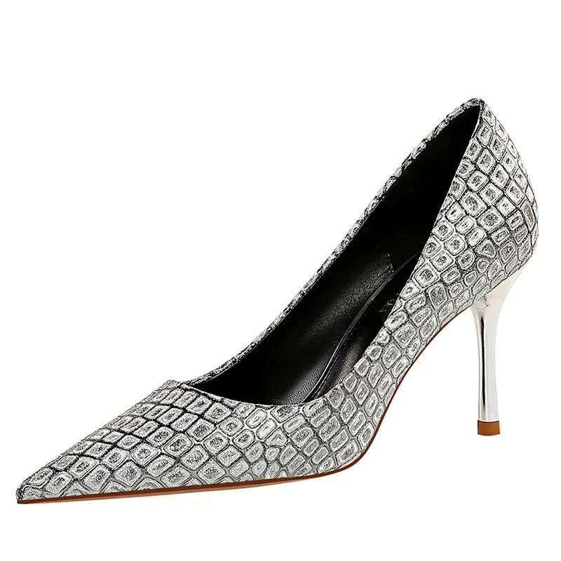 8.5cm High Heels Nightclub Pumps with Bling Glitters for Women