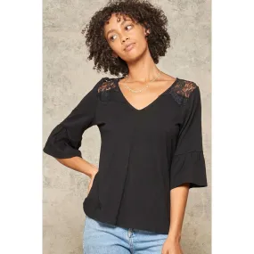 A Knit Top With Deep V Neckline And Yoke Design