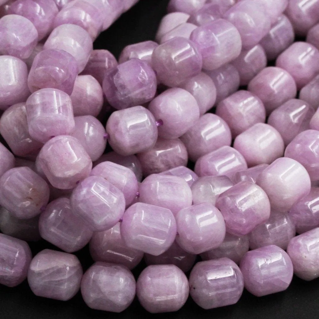 AAA Grade Natural Kunzite Beads Polished Smooth Drum Barrel Tube Bullet Nuggets Real Genuine Violet Purple Pink Kunzite Gemstone 16" Strand