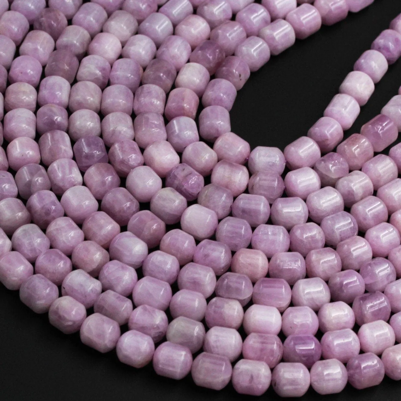 AAA Grade Natural Kunzite Beads Polished Smooth Drum Barrel Tube Bullet Nuggets Real Genuine Violet Purple Pink Kunzite Gemstone 16" Strand