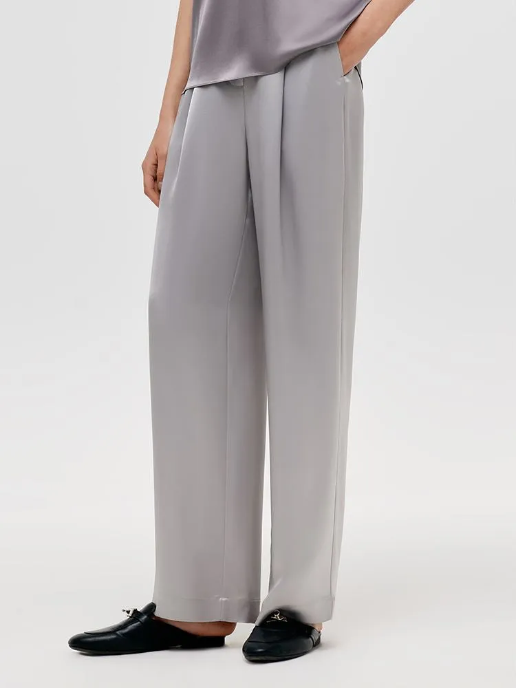 Acetate Straight Glossy Women Pants