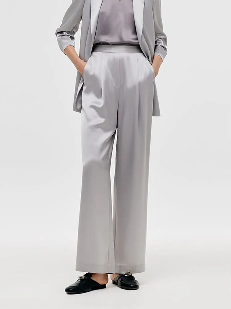 Acetate Straight Glossy Women Pants