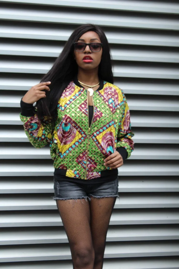 African Bomber Jacket in Gold African Print