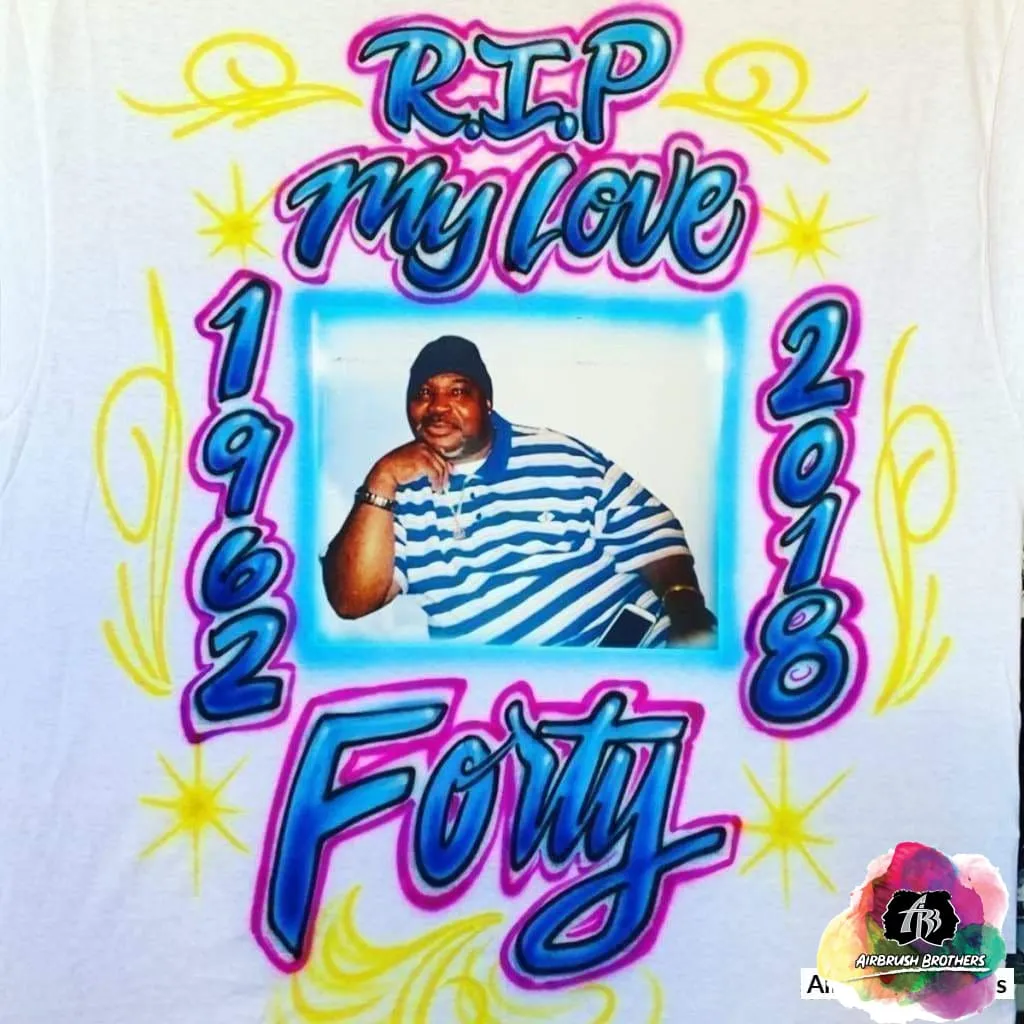 Airbrush R.I.P. Photo Transfer Shirt Design