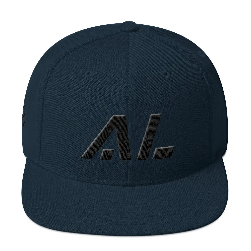 Alabama - Flat Brim Hat - Black Embroidery - AL - Many Hat Color Options Available