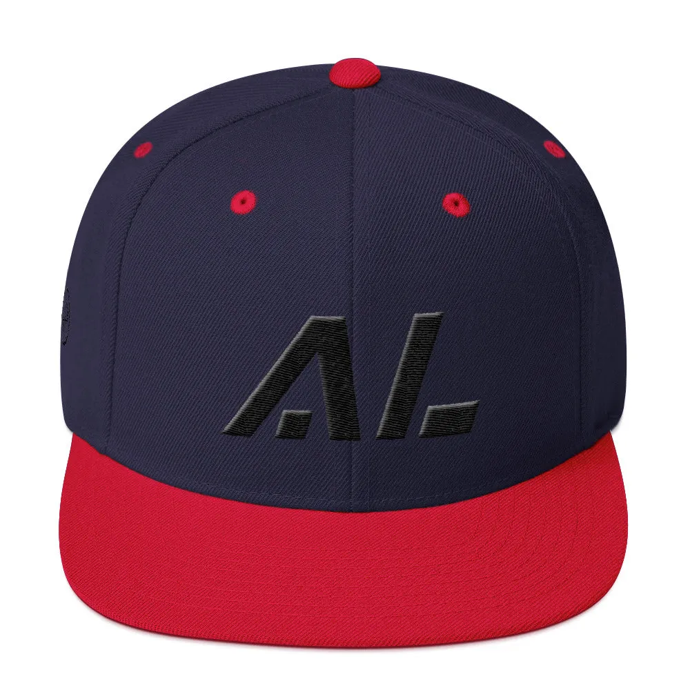 Alabama - Flat Brim Hat - Black Embroidery - AL - Many Hat Color Options Available