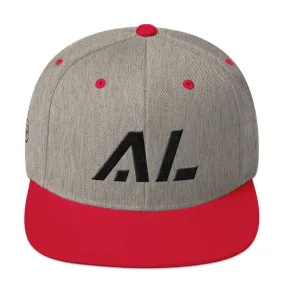 Alabama - Flat Brim Hat - Black Embroidery - AL - Many Hat Color Options Available