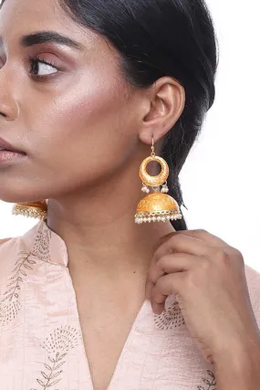 Alloy Jhumka Dangling Earrings in Orange