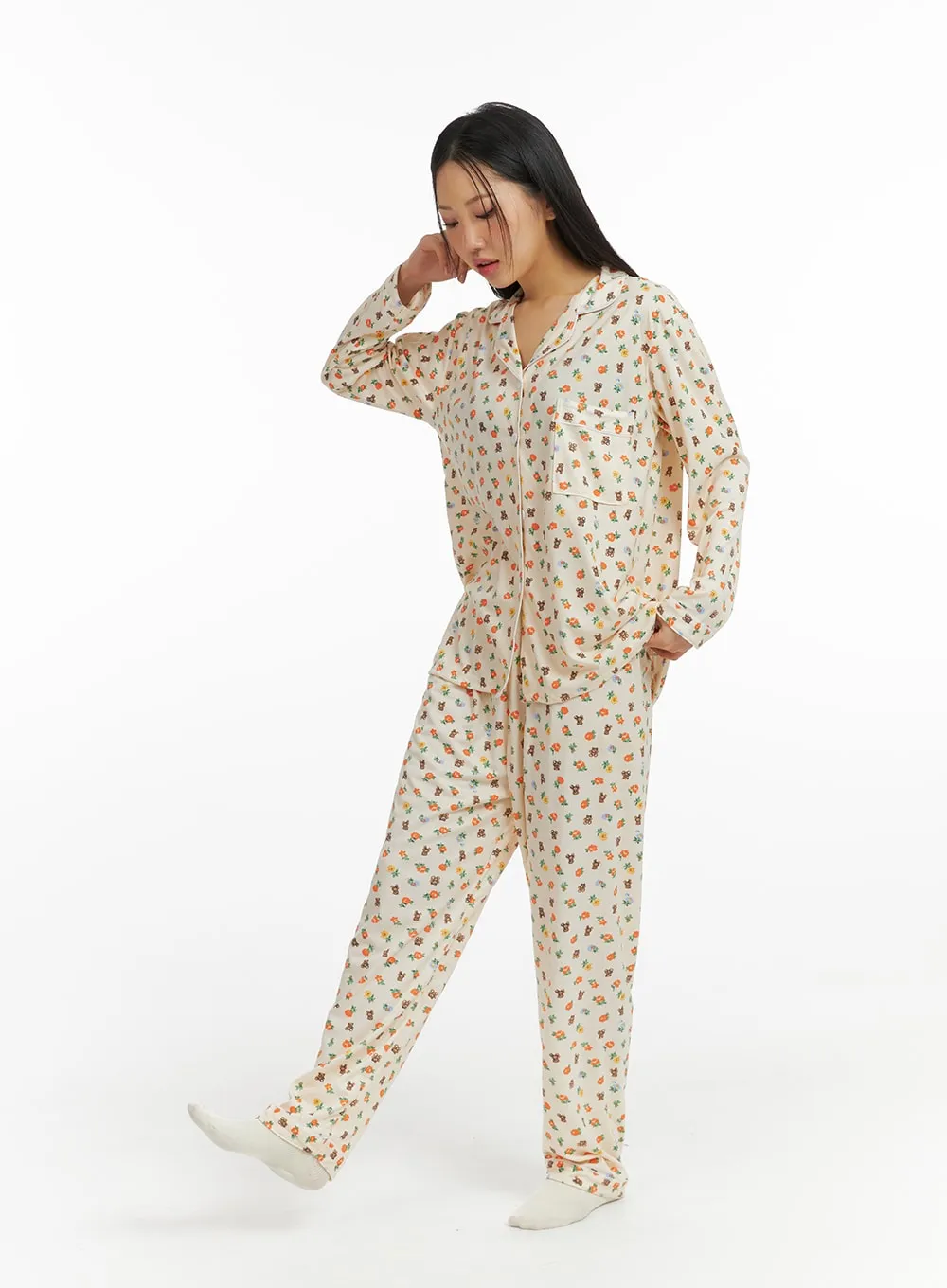 Animal Graphic Pocket Pajama Set IF421