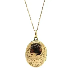 Antique Victorian 9ct Gold Oval Locket Necklace