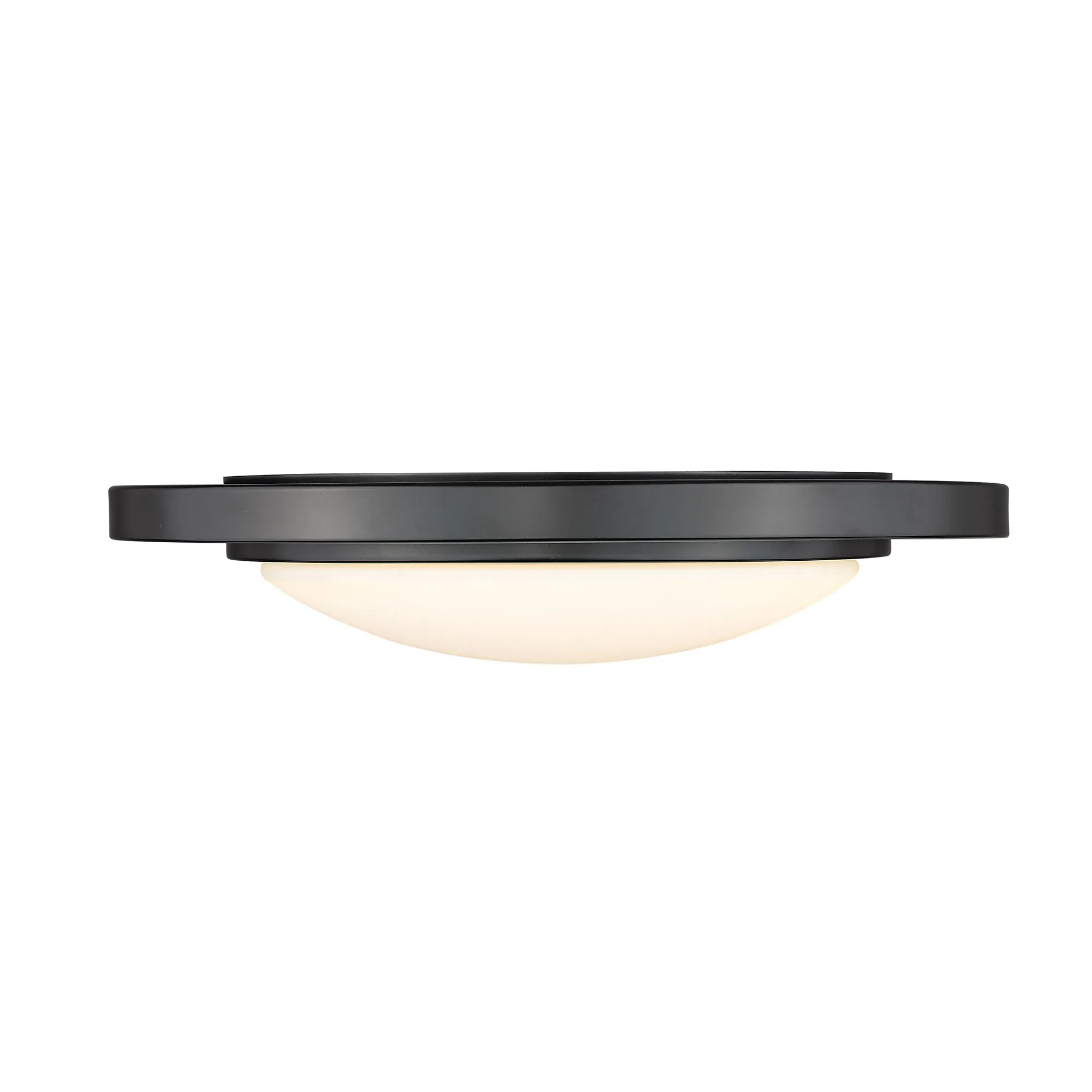 Astra 14" Flush Mount in Matte Black with Opal Glass