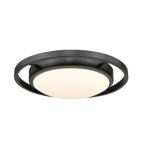 Astra 14" Flush Mount in Matte Black with Opal Glass