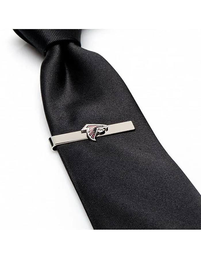 Atlanta Falcons Cufflinks & Tie Bar Gift Set - Rhodium Plated with Enamel Inlay