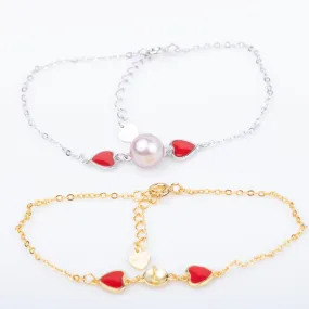 b010192 DIY 7-8mm Natural Freshwater pearl bracelet accessory 925 sterling silver adjustable chain bracelet for women