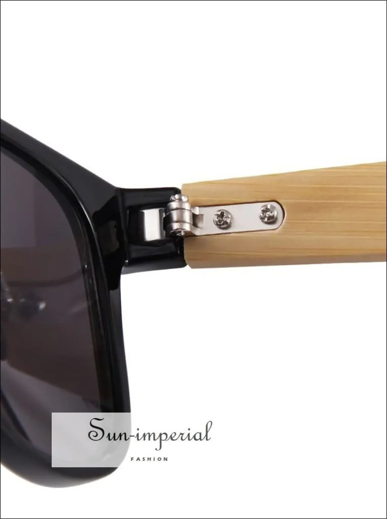 Bamboo Sunglasses Unisex Travel Sunglasses Vintage Wooden Leg Fashion Eyeglasses - Gold Frame Yellow