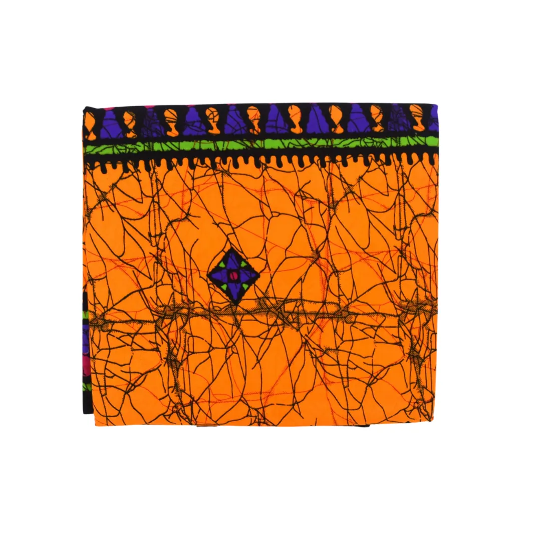 Batik Fabric in African Print, Bright and Playful Orange - CA158