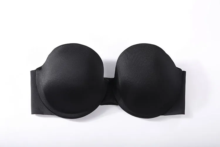 Beige Plus Size Padded Underwire Anti-slip Strapless Bra for Women