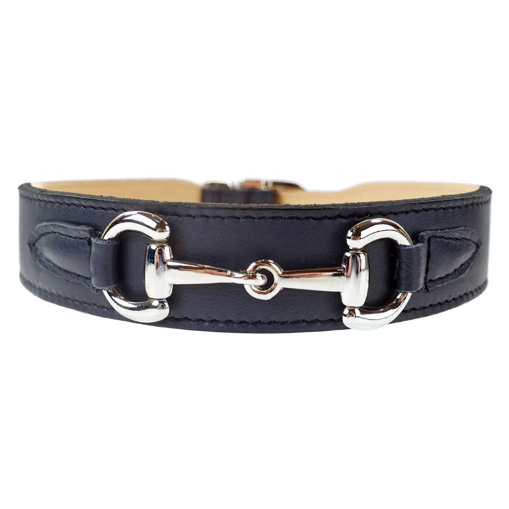 Belmont Dog Collar in French Navy & Nickel