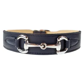 Belmont Dog Collar in French Navy & Nickel