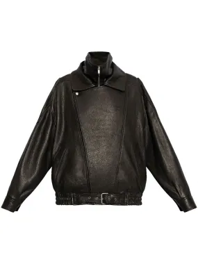 BELTED LEATHER JACKET