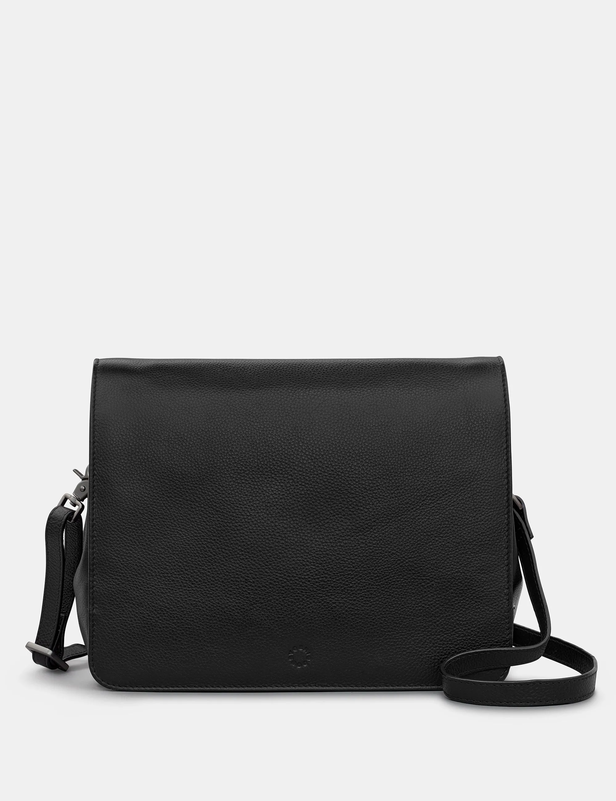 Bexley Black Leather Flap Over Bag