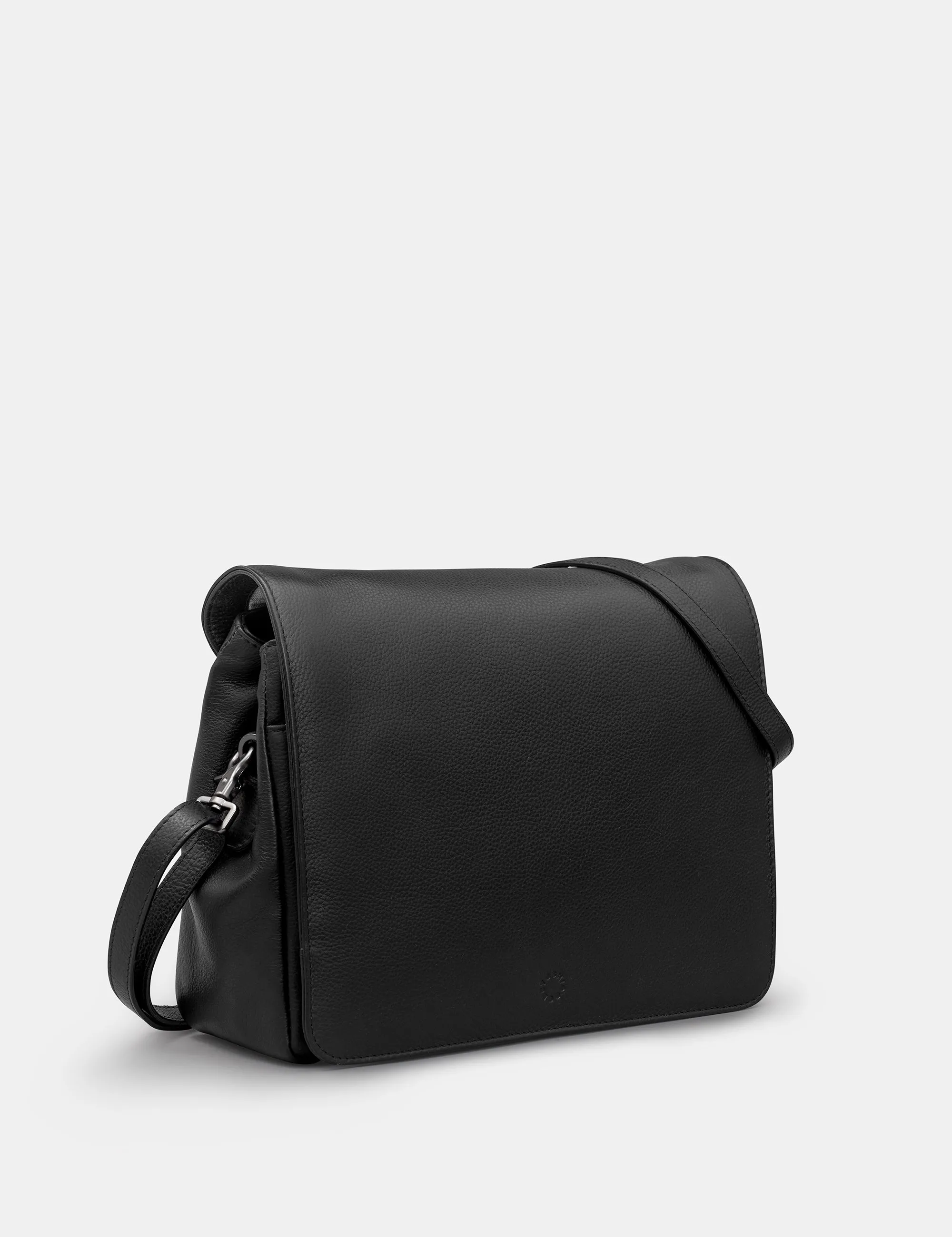 Bexley Black Leather Flap Over Bag