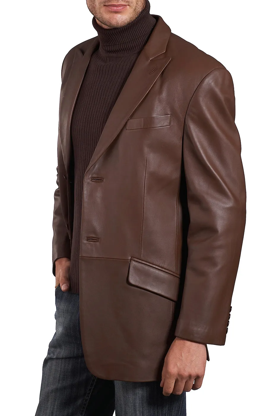 BGSD Men Noah Two-Button Lambskin Leather Blazer