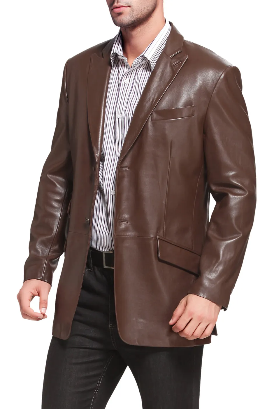 BGSD Men Noah Two-Button Lambskin Leather Blazer